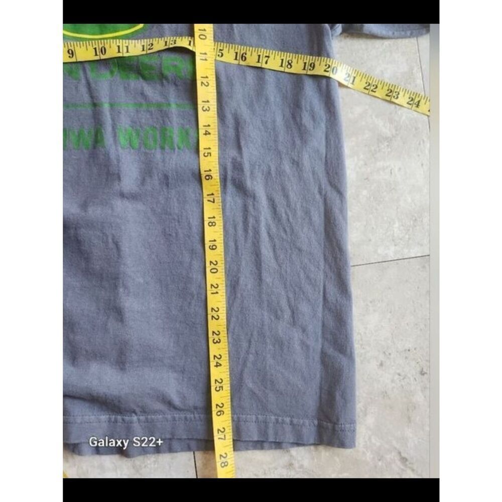 Gray T shirt with John Deere Green and Yellow Logo Emblem - Picture 6 of 6